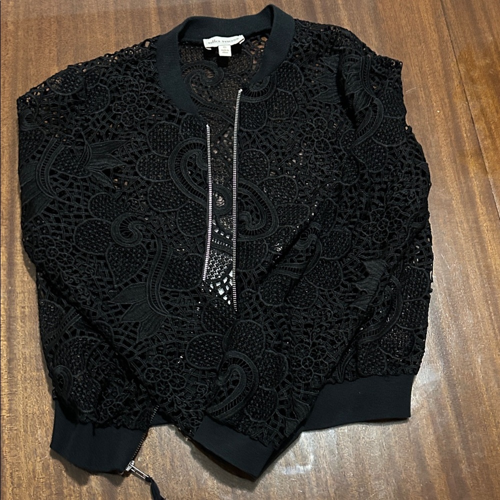 Ella Moss Black Lace Bomber Jacket